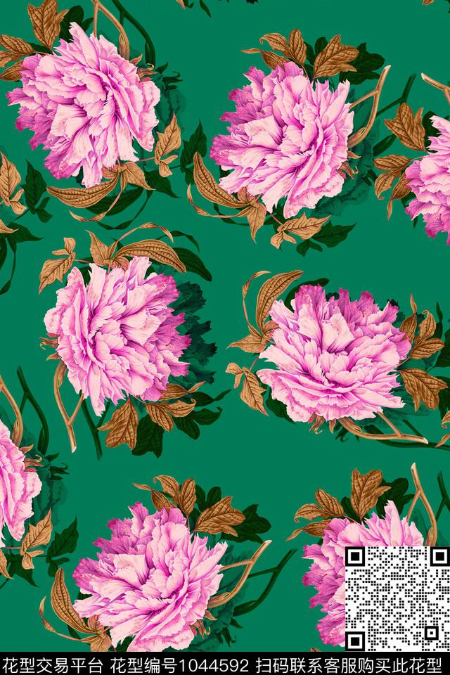 数码花型水彩花卉女装数码印花花型下载（图片编号: 1044592） - 瓦栏（Walan）