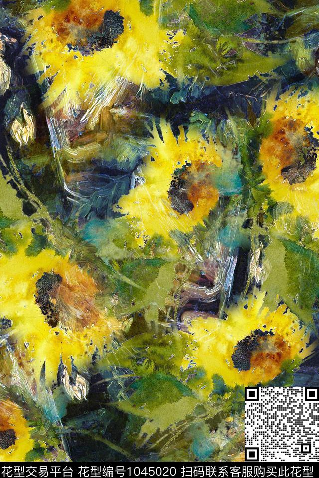 1804-19.jpg - 1045020 - 数码花型 向日葵 抽象 - 数码印花花型 － 女装花型设计 － 瓦栏