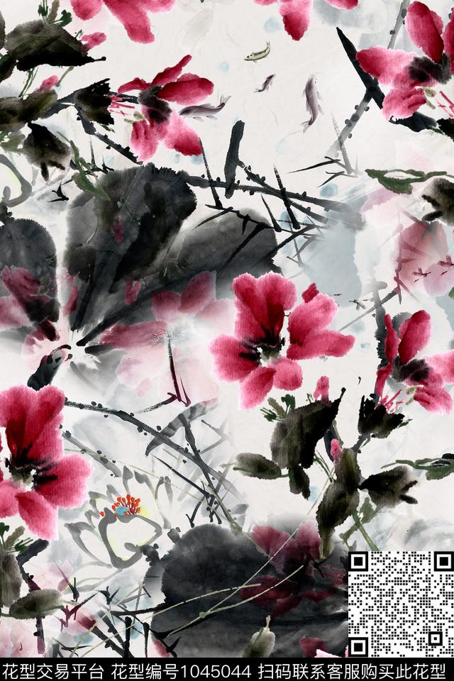 1804-20.jpg - 1045044 - 花卉 满版散花 红花 - 数码印花花型 － 女装花型设计 － 瓦栏