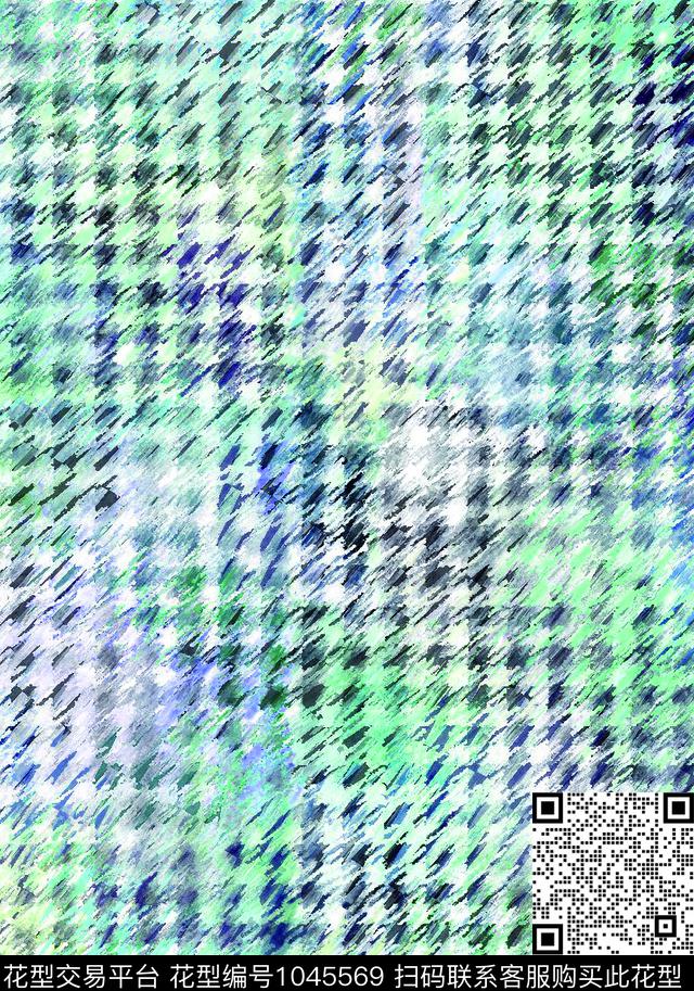 几何定位笔触千鸟格数码印花花型下载（图片编号: 1045569） - 瓦栏（Walan）