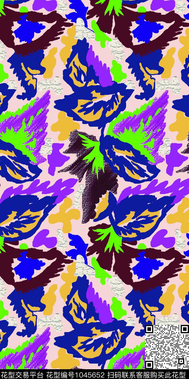 彩色抽象鸟.jpg - 1045652 - 数码花型 鸟 抽象 - 数码印花花型 － 女装花型设计 － 瓦栏