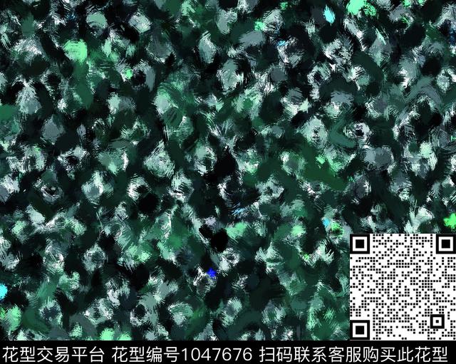 笔触几何墨绿色块数码印花花型下载（图片编号: 1047676） - 瓦栏（Walan）