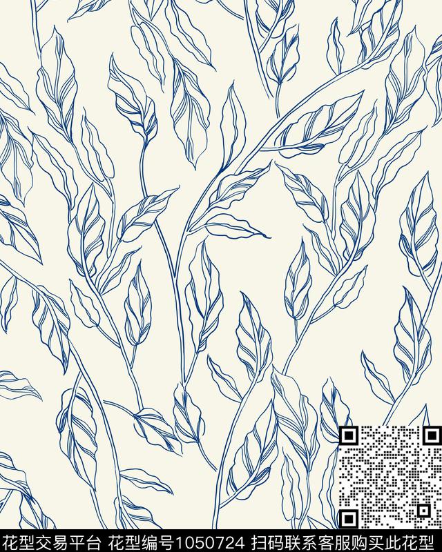 ADCSSD1003-1.jpg - 1050724 - 植物 抽象 休闲 - 传统印花花型 － 男装花型设计 － 瓦栏