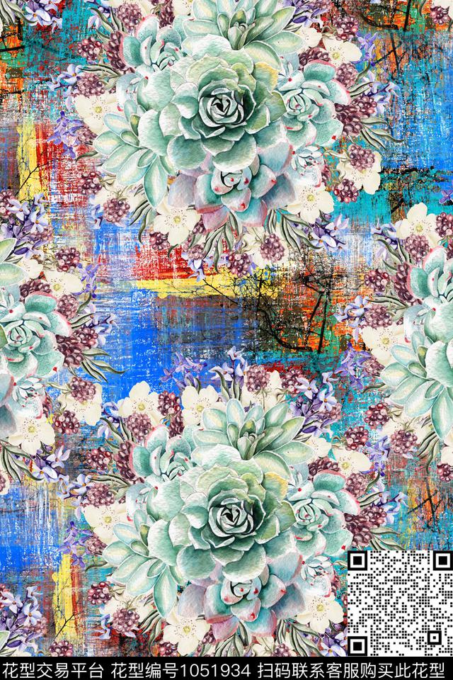 4-22-4.jpg - 1051934 - 数码花型 抽象 花卉 - 传统印花花型 － 女装花型设计 － 瓦栏