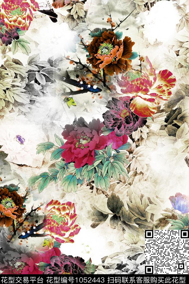 0118.jpg - 1052443 - 花卉 中国 民族风 - 数码印花花型 － 女装花型设计 － 瓦栏