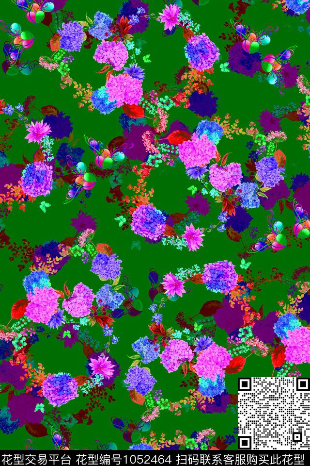 数码花型水彩花卉花卉数码印花花型下载（图片编号: 1052464） - 瓦栏（Walan）