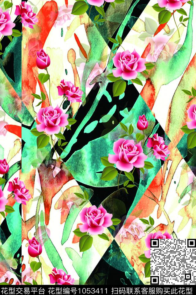 20180412.jpg - 1053411 - 数码花型 小碎花 月季花 - 数码印花花型 － 女装花型设计 － 瓦栏