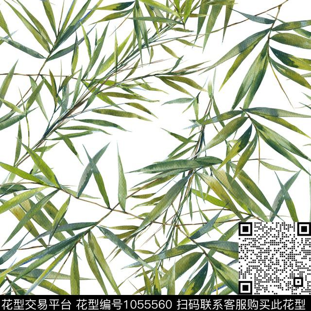 衬衫白底花花卉数码印花花型下载（图片编号: 1055560） - 瓦栏（Walan）