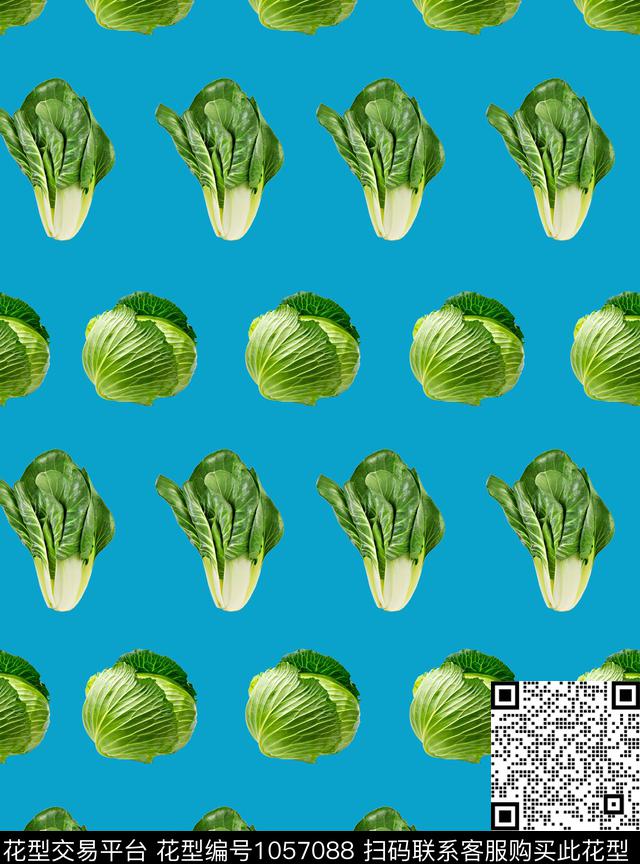 蔬菜青菜包菜数码印花花型下载（图片编号: 1057088） - 瓦栏（Walan）