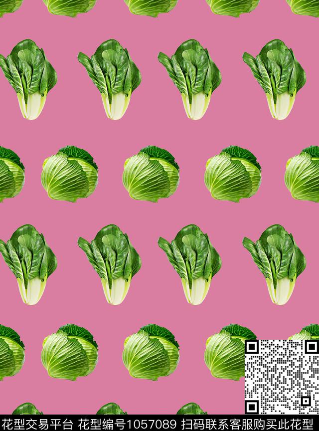 蔬菜青菜包菜数码印花花型下载（图片编号: 1057089） - 瓦栏（Walan）