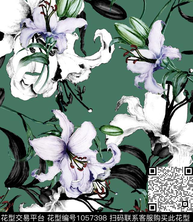未标题-003.jpg - 1057398 - 数码花型 花卉 大牌风 - 数码印花花型 － 女装花型设计 － 瓦栏