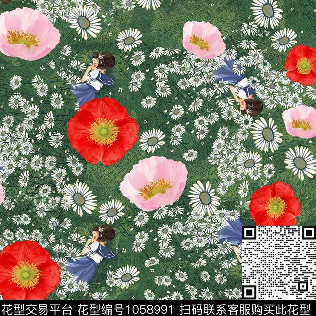 003.jpg - 1058991 - 数码花型 花卉 大牌风 - 数码印花花型 － 女装花型设计 － 瓦栏