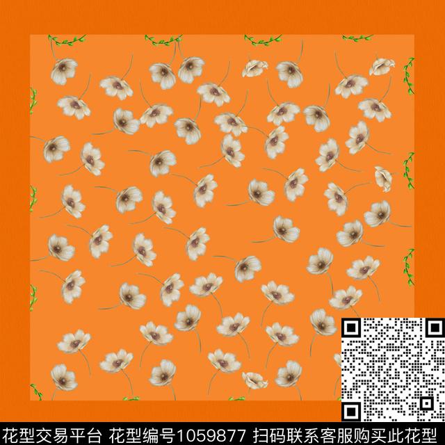 JY-20.jpg - 1059877 - 手绘花卉 几何 油画花型 - 数码印花花型 － 方巾花型设计 － 瓦栏