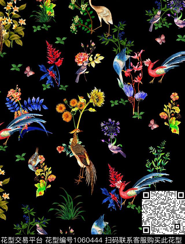 万物复苏.jpg - 1060444 - 植物 花卉 动物 - 数码印花花型 － 女装花型设计 － 瓦栏