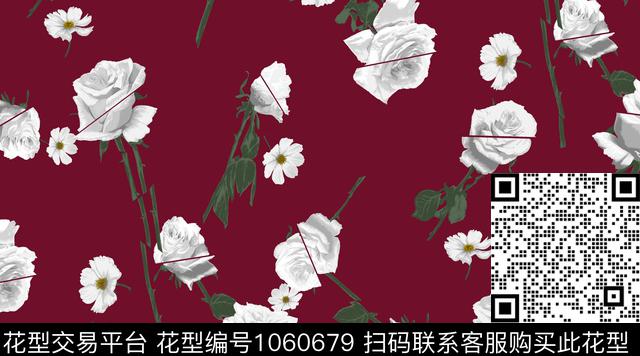 ABZSSD1616-2.jpg - 1060679 - 数码花型 花卉 玫瑰花 - 数码印花花型 － 女装花型设计 － 瓦栏