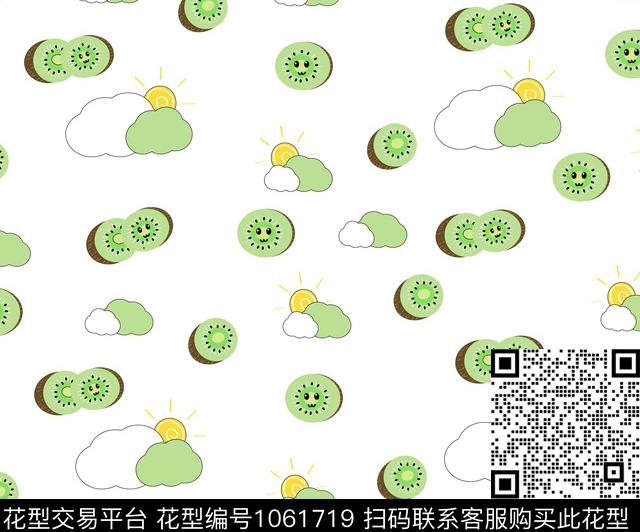 奇异果.jpg - 1061719 - 天空 卡通动物 水果 - 传统印花花型 － 床品花型设计 － 瓦栏