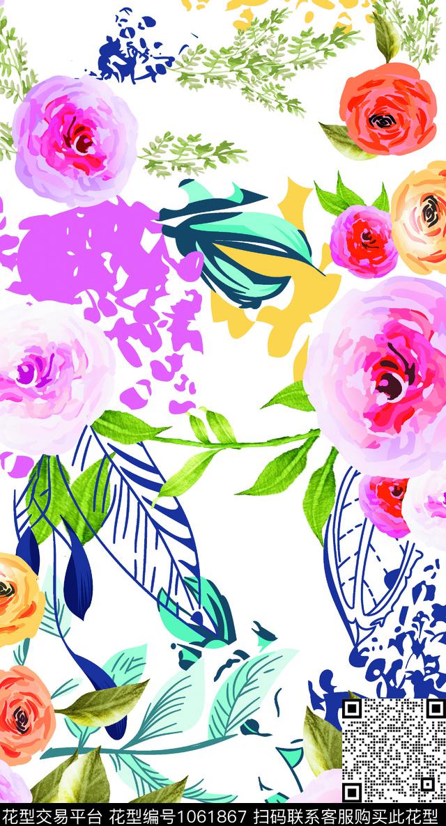 05101.jpg - 1061867 - 数码花型 小碎花 月季花 - 数码印花花型 － 女装花型设计 － 瓦栏