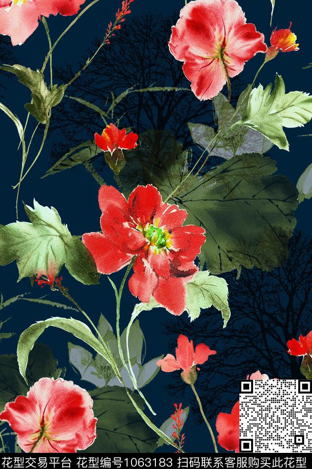 EWL0005.jpg - 1063183 - 大花 中老年 满版散花 - 数码印花花型 － 女装花型设计 － 瓦栏