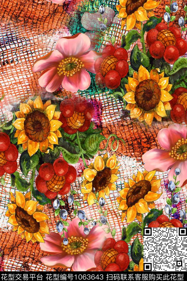 1804-24.jpg - 1063643 - 数码花型 向日葵 抽象 - 数码印花花型 － 女装花型设计 － 瓦栏
