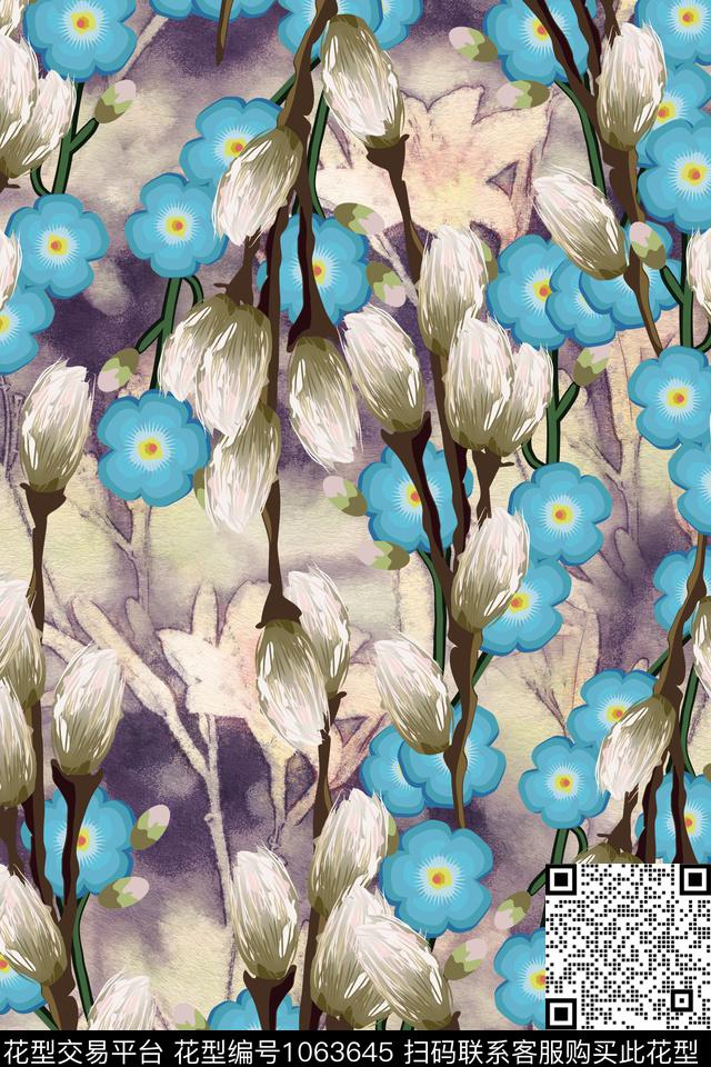 1804-25.jpg - 1063645 - 小碎花 抽象 玫瑰花 - 数码印花花型 － 女装花型设计 － 瓦栏