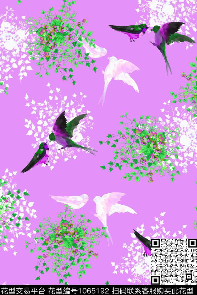 数码花型水彩花卉女装数码印花花型下载（图片编号: 1065192） - 瓦栏（Walan）