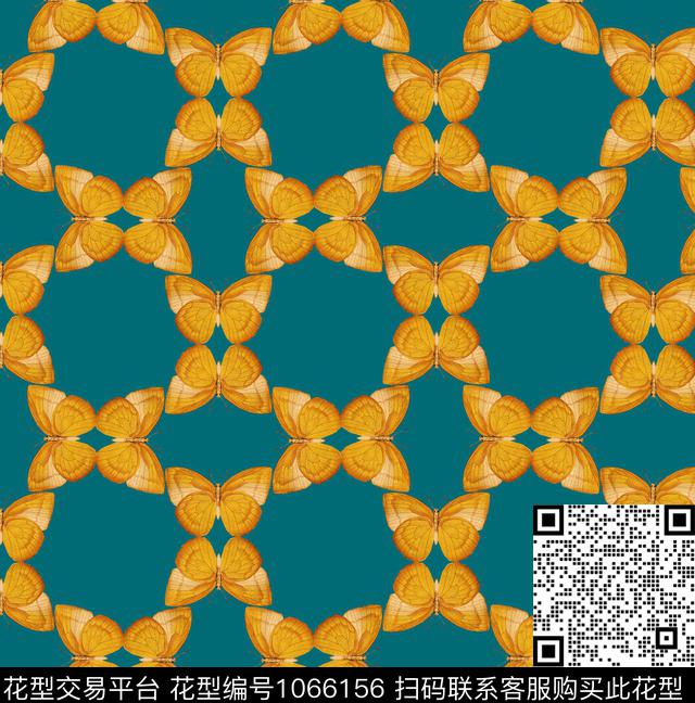 几何蝴蝶手绘蝴蝶数码印花花型下载（图片编号: 1066156） - 瓦栏（Walan）