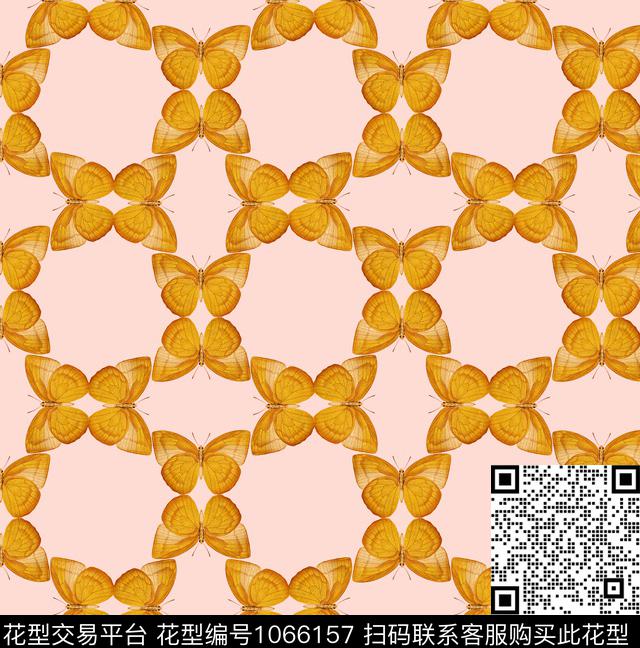 几何蝴蝶手绘蝴蝶数码印花花型下载（图片编号: 1066157） - 瓦栏（Walan）