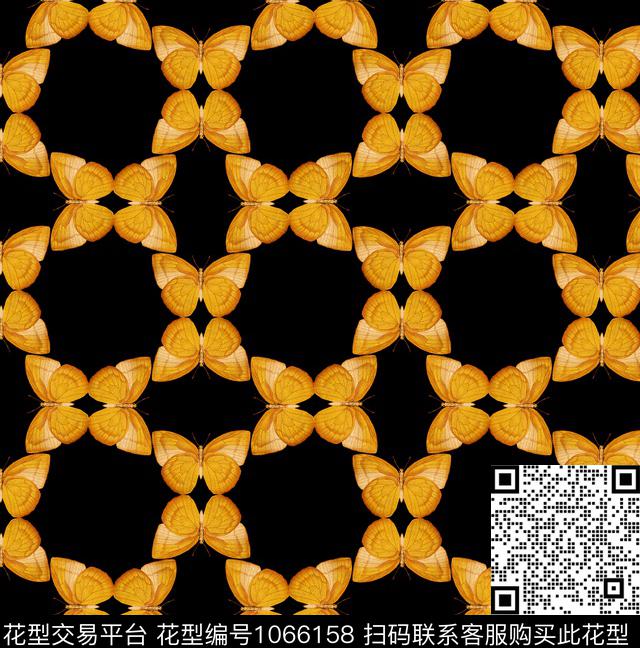 几何蝴蝶手绘蝴蝶数码印花花型下载（图片编号: 1066158） - 瓦栏（Walan）