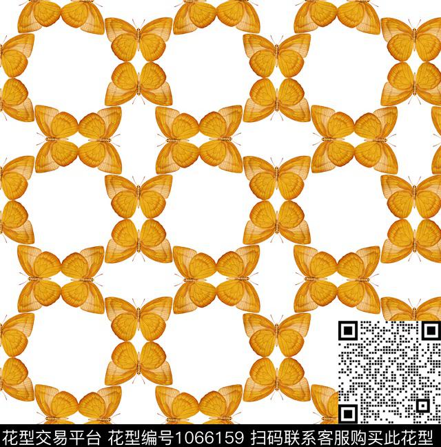 几何蝴蝶手绘蝴蝶数码印花花型下载（图片编号: 1066159） - 瓦栏（Walan）
