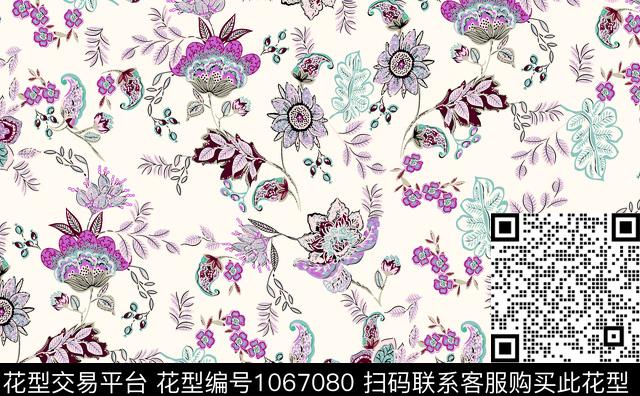 复古花.jpg - 1067080 - 抽象花卉 雪纺 古典花纹 - 数码印花花型 － 女装花型设计 － 瓦栏
