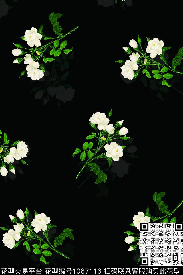 6黑.jpg - 1067116 - 数码花型 小碎花 月季花 - 数码印花花型 － 女装花型设计 － 瓦栏
