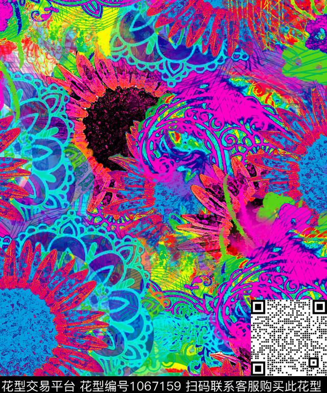 1212123.jpg - 1067159 - 条纹 抽象 花卉 - 数码印花花型 － 女装花型设计 － 瓦栏