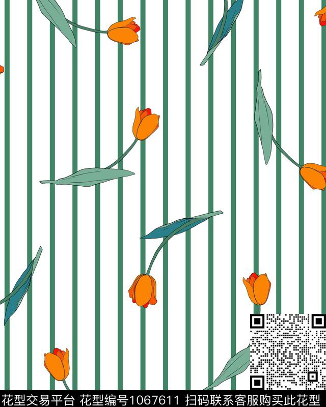 ADCSSD1051-2.jpg - 1067611 - 条纹 小碎花 花卉 - 传统印花花型 － 女装花型设计 － 瓦栏