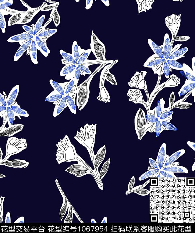 ALL1007.jpg - 1067954 - 手绘花卉 签字笔 趋势花型 - 数码印花花型 － 女装花型设计 － 瓦栏