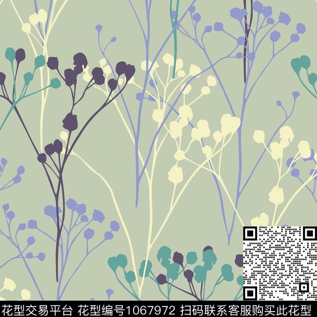 46004-v1-01.jpg - 1067972 - 小碎花 水彩花卉 花卉 - 传统印花花型 － 床品花型设计 － 瓦栏