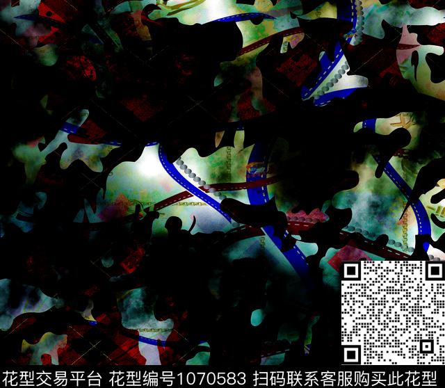 格子迷彩带子（黑底）.jpg - 1070583 - 数码花型 创意 男装 - 数码印花花型 － 男装花型设计 － 瓦栏