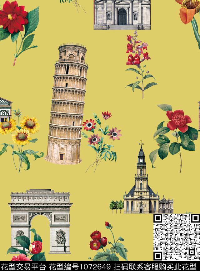 手绘花卉花卉复古数码印花花型下载（图片编号: 1072649） - 瓦栏（Walan）