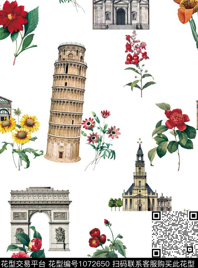 手绘花卉花卉复古数码印花花型下载（图片编号: 1072650） - 瓦栏（Walan）