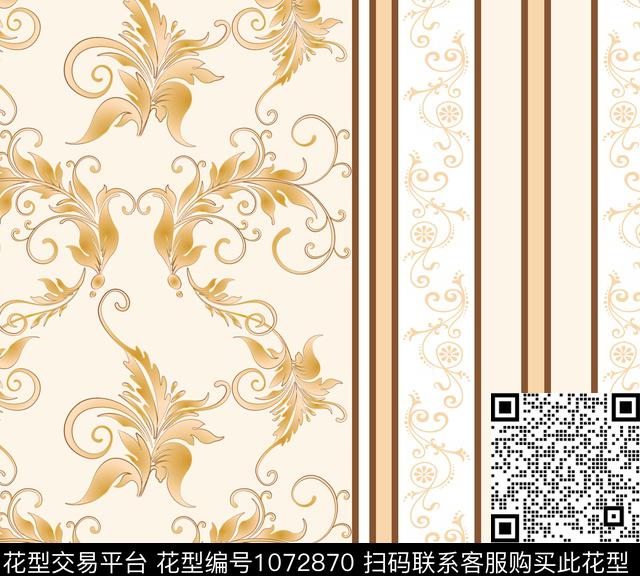 w0016.jpg - 1072870 - 古典花纹 花卉 大牌风 - 传统印花花型 － 墙纸花型设计 － 瓦栏