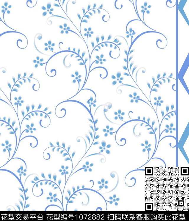 w0018.jpg - 1072882 - 小碎花 花卉 几何 - 传统印花花型 － 墙纸花型设计 － 瓦栏