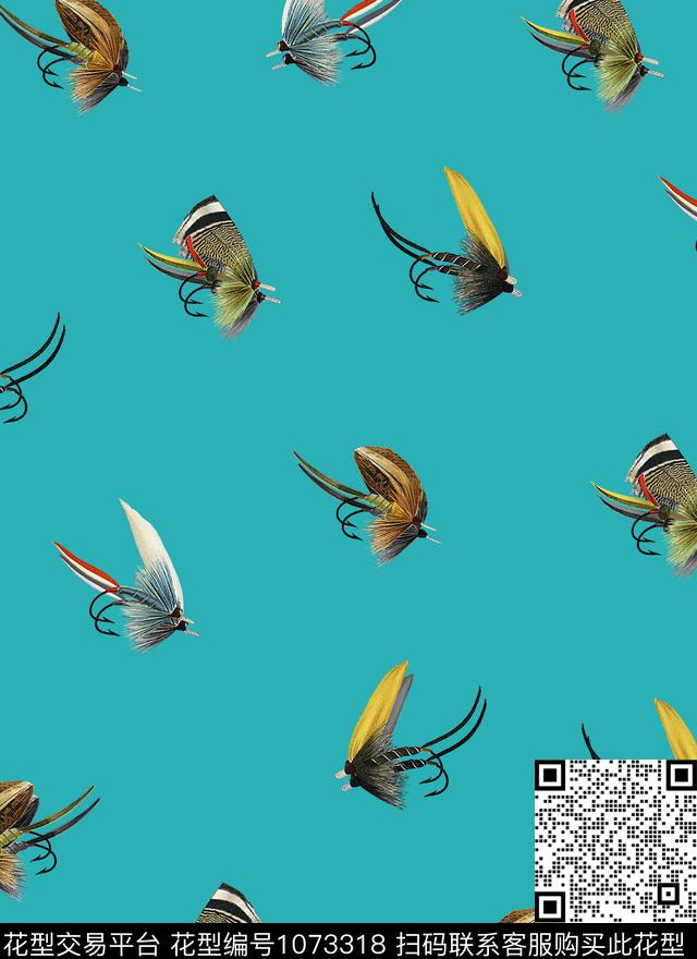 昆虫女装蜻蜓数码印花花型下载（图片编号: 1073318） - 瓦栏（Walan）