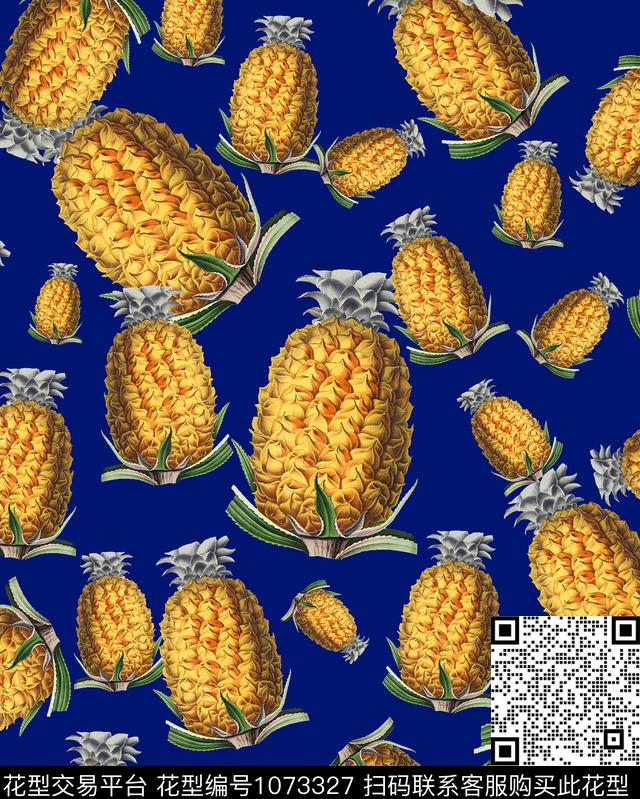 女装菠萝植物数码印花花型下载（图片编号: 1073327） - 瓦栏（Walan）
