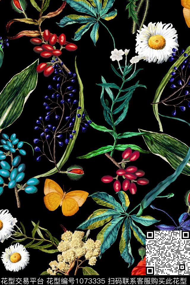 植物手绘花卉虞美人数码印花花型下载（图片编号: 1073335） - 瓦栏（Walan）