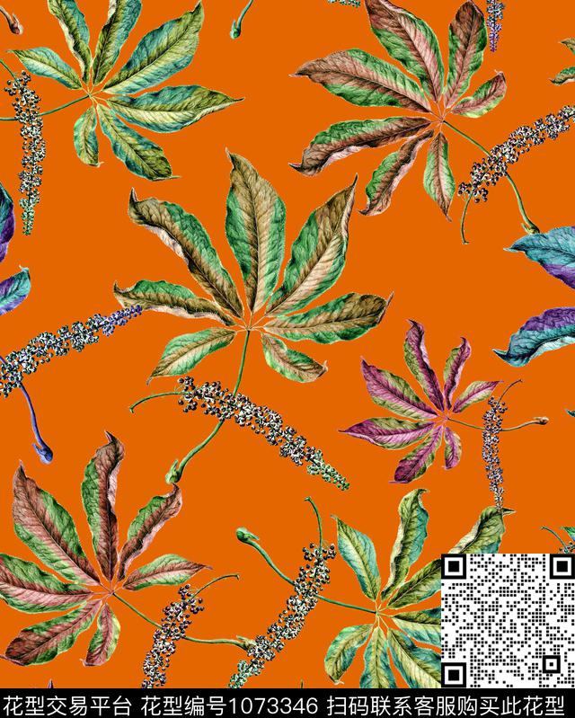 花卉女装植物数码印花花型下载（图片编号: 1073346） - 瓦栏（Walan）