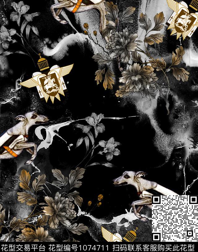 数码花型抽象花卉男装数码印花花型下载（图片编号: 1074711） - 瓦栏（Walan）