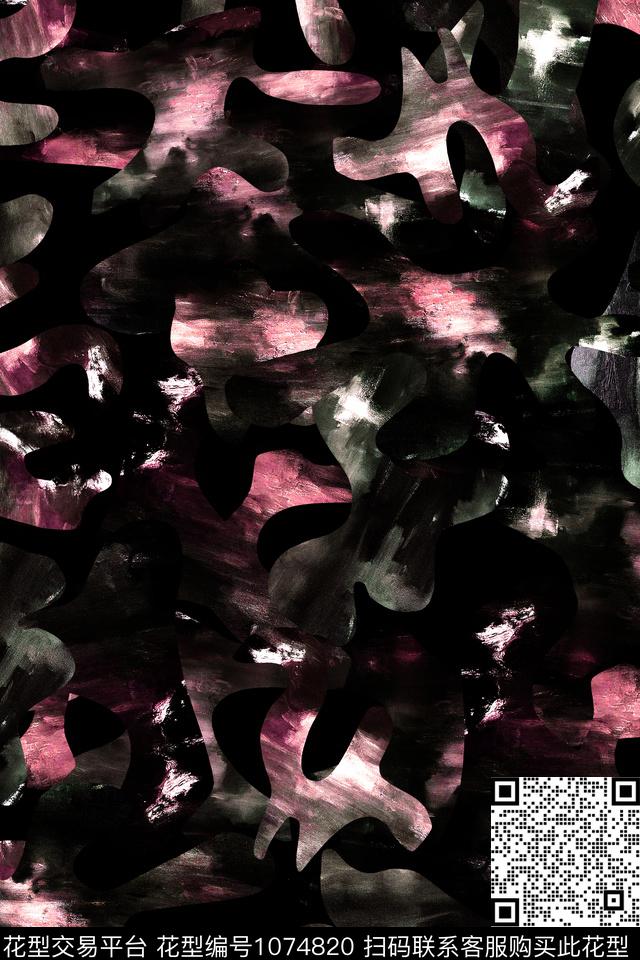 抽象男装笔触数码印花花型下载（图片编号: 1074820） - 瓦栏（Walan）