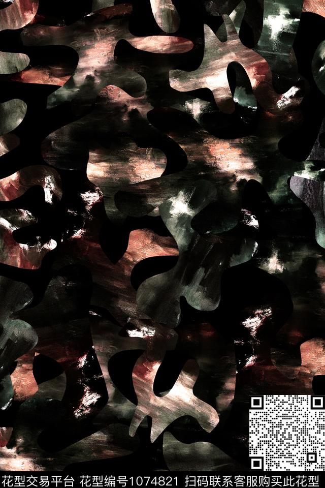抽象男装笔触数码印花花型下载（图片编号: 1074821） - 瓦栏（Walan）