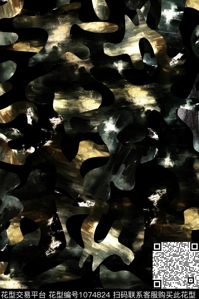抽象男装笔触数码印花花型下载（图片编号: 1074824） - 瓦栏（Walan）