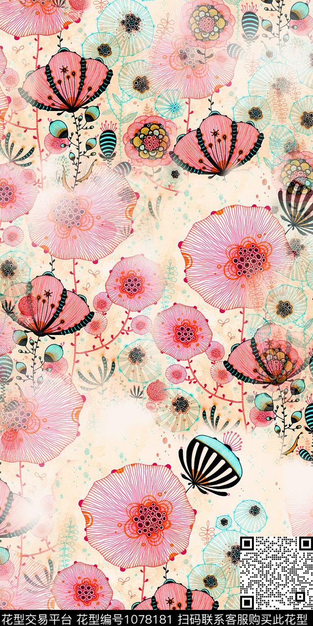 Qq18.6.5-3.jpg - 1078181 - 抽象花卉 抽象 手绘花卉 - 数码印花花型 － 女装花型设计 － 瓦栏