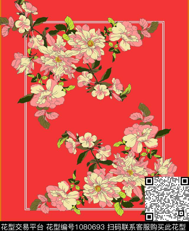 红花-.jpg - 1080693 - 数码花型 数码定位花 印花 - 数码印花花型 － 女装花型设计 － 瓦栏